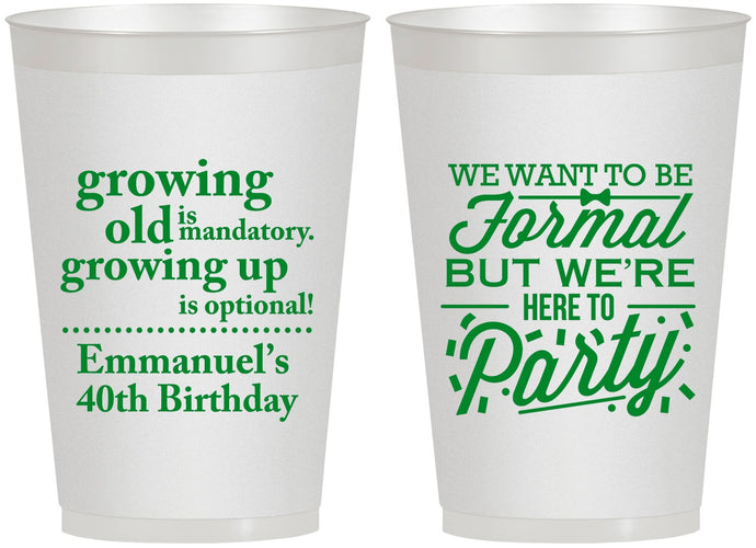 Personalized Birthday 12 oz Frosted Cups - 40th | 20135