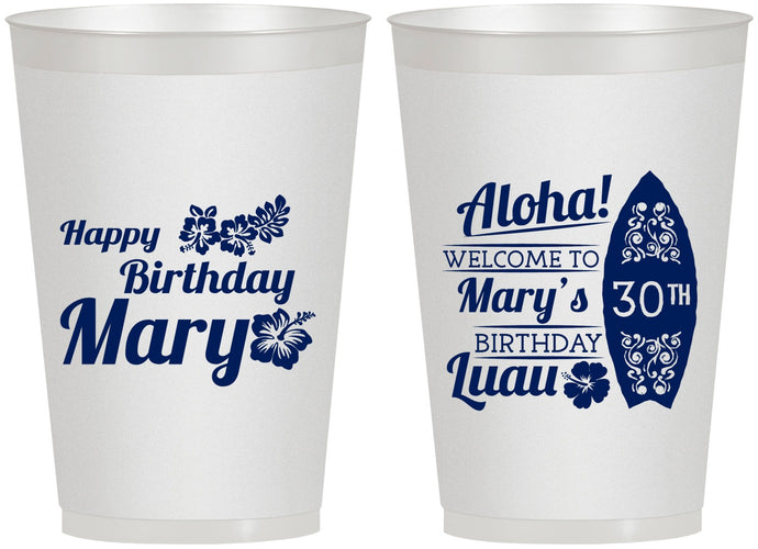 Personalized Birthday 12 oz Frosted Cups - 30th Hawaii | 20136
