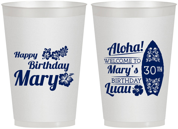 Personalized Birthday 12 oz Frosted Cups - 30th Hawaii | 20136