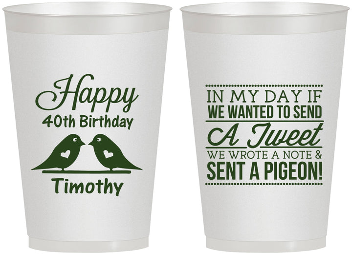 Personalized Birthday 12 oz Frosted Cups - 40th | 20139