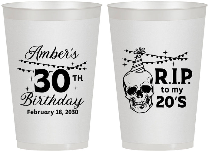 Personalized Birthday 12 oz Frosted Cups - 30th Rip 20 | 20140