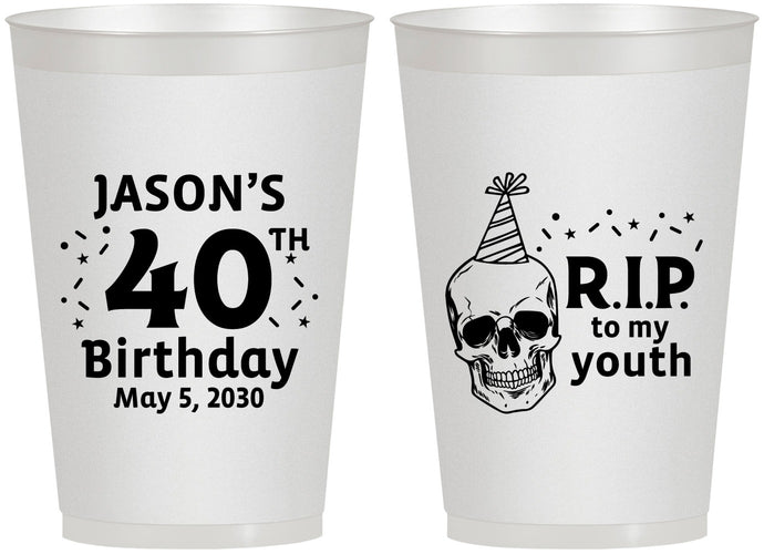 Personalized Birthday 12 oz Frosted Cups - 40th Rip Youth | 20141