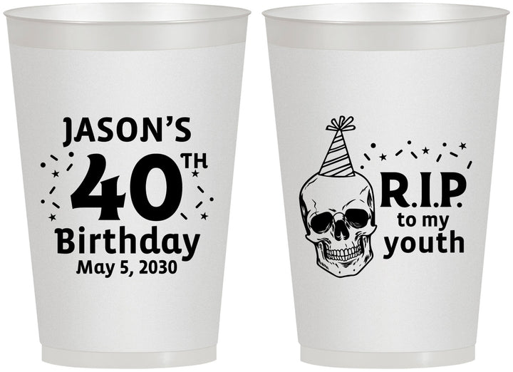 Personalized Birthday 12 oz Frosted Cups - 40th Rip Youth | 20141