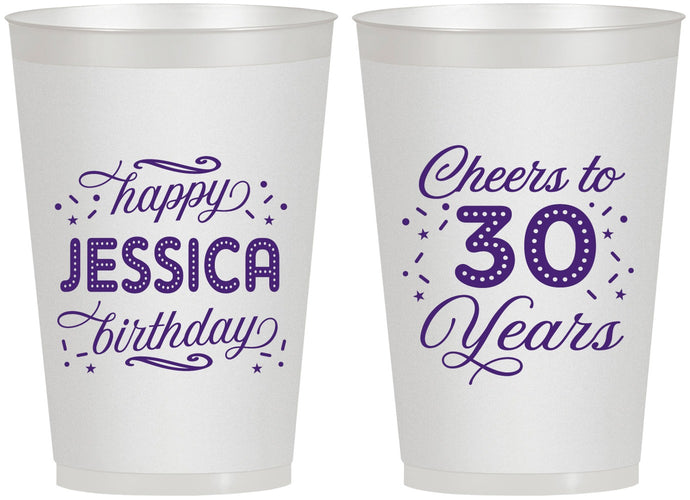 Personalized Birthday 12 oz Frosted Cups - Cheers To 30 Years | 20142