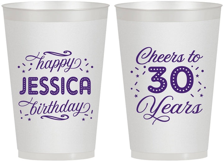 Personalized Birthday 12 oz Frosted Cups - Cheers To 30 Years | 20142