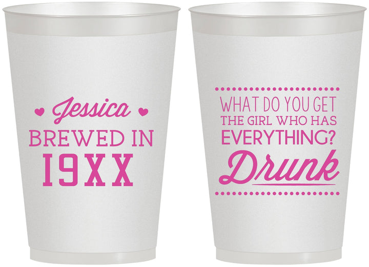 Personalized Birthday 12 oz Frosted Cups - Drunk | 20147