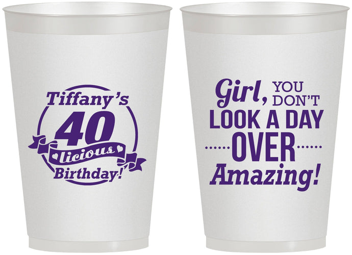 Personalized Birthday 12 oz Frosted Cups - 40th | 20153