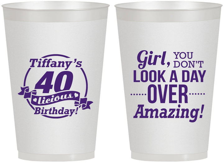 Personalized Birthday 12 oz Frosted Cups - 40th | 20153