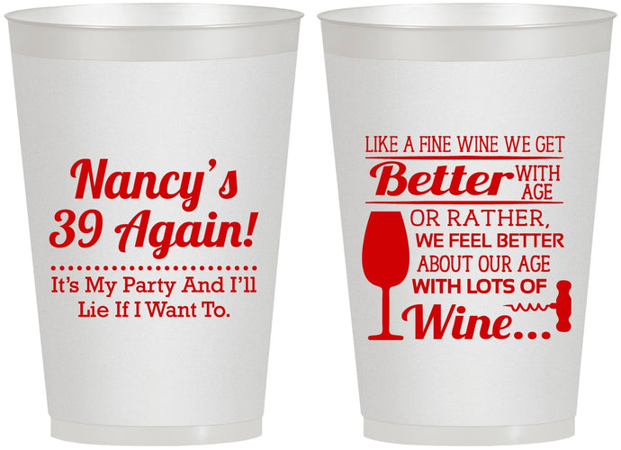 Personalized Birthday 12 oz Frosted Cups - 40th Wine | 20154