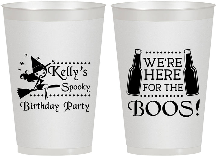 Personalized Birthday 12 oz Frosted Cups - Halloween Spooky Boos | 20158