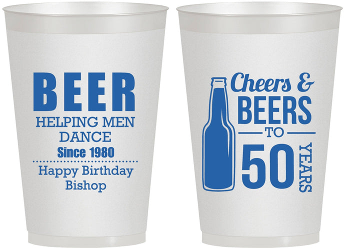 Personalized Birthday 12 oz Frosted Cups - Cheers Beers To 50 Years | 20160