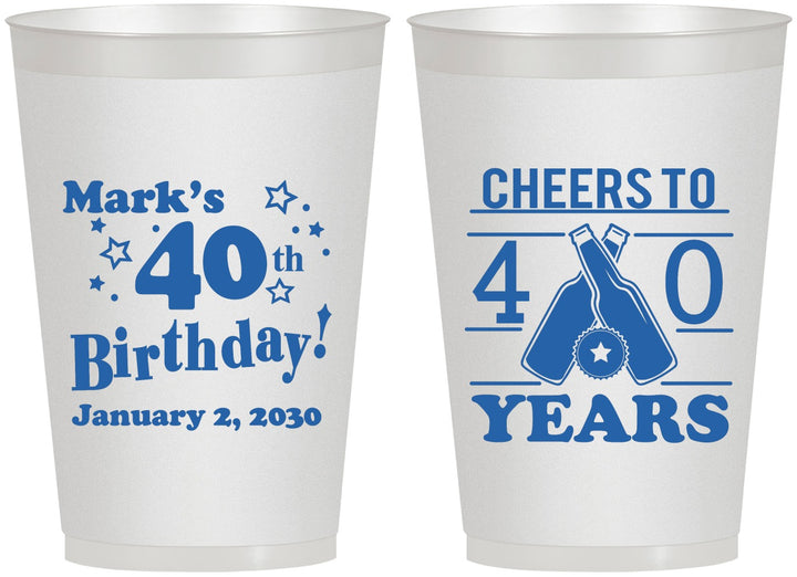 Personalized Birthday 12 oz Frosted Cups - Cheers To 40 Years | 20162