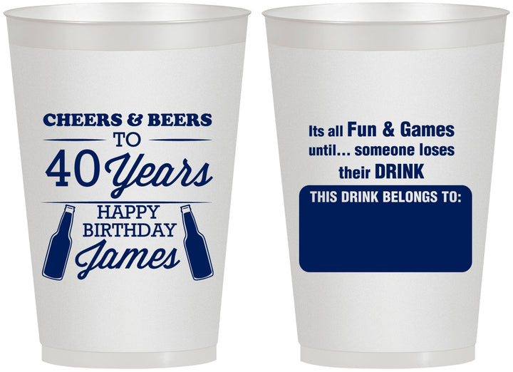 Personalized Birthday 12 oz Frosted Cups - Cheers Beers To 40 Years | 20165