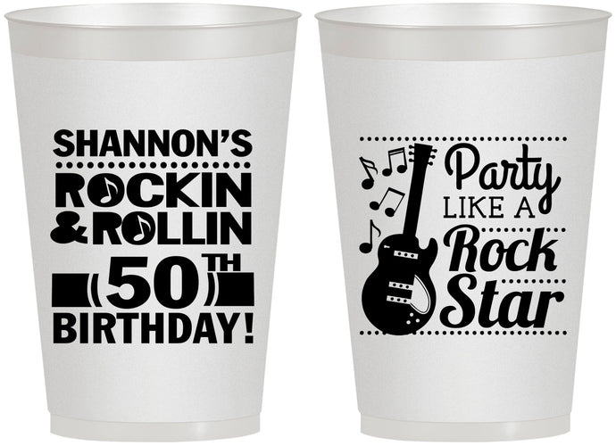 Personalized Birthday 12 oz Frosted Cups - 50th Rock Star | 20173