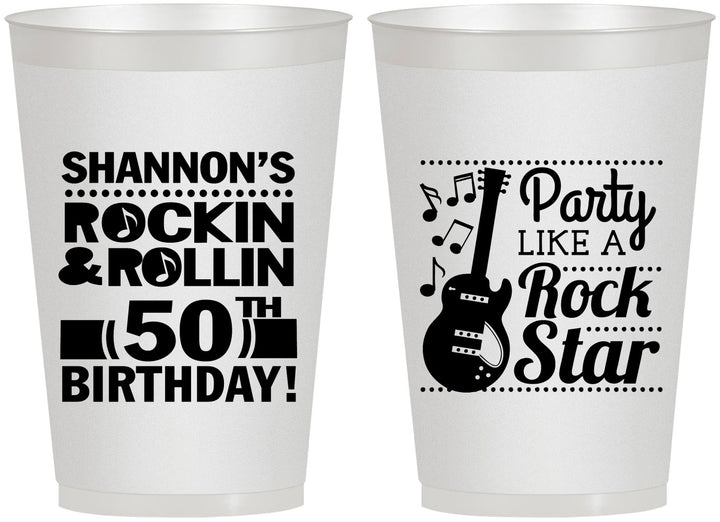 Personalized Birthday 12 oz Frosted Cups - 50th Rock Star | 20173