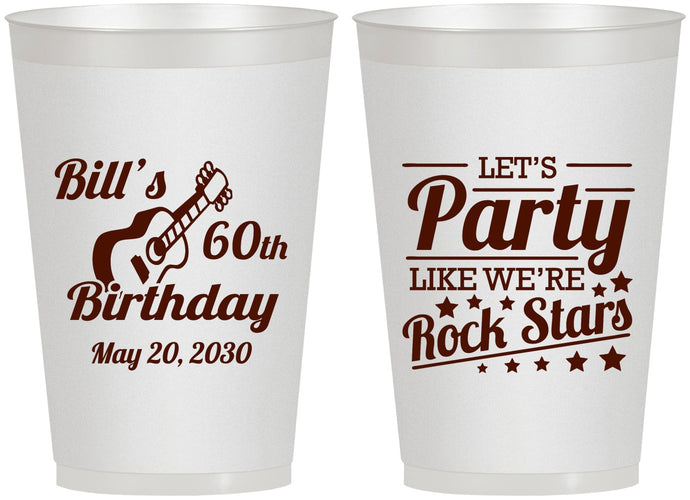 Personalized Birthday 12 oz Frosted Cups - 60th Rock Star | 20174