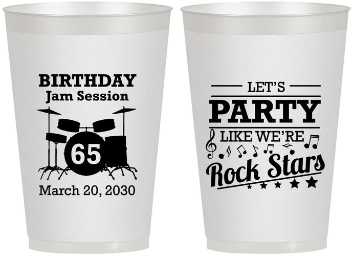 Personalized Birthday 12 oz Frosted Cups - 65th Rock Star | 20175