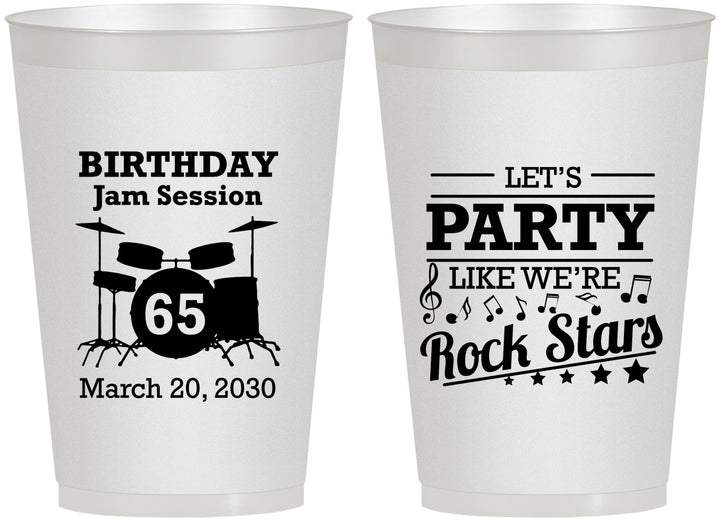 Personalized Birthday 12 oz Frosted Cups - 65th Rock Star | 20175