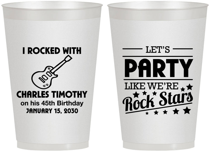 Personalized Birthday 12 oz Frosted Cups - 45th Rock Star | 20176