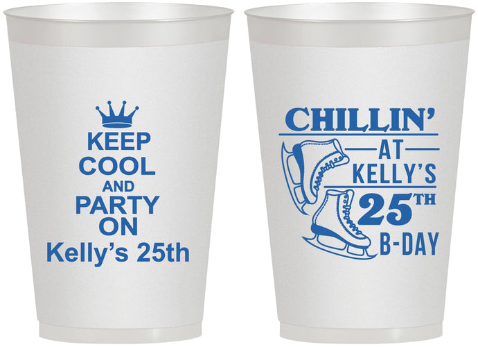 Personalized Birthday 12 oz Frosted Cups - 25th Ice Scating | 20185