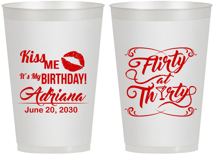 Personalized Birthday 12 oz Frosted Cups - 30th Flirty At Thirty | 20190