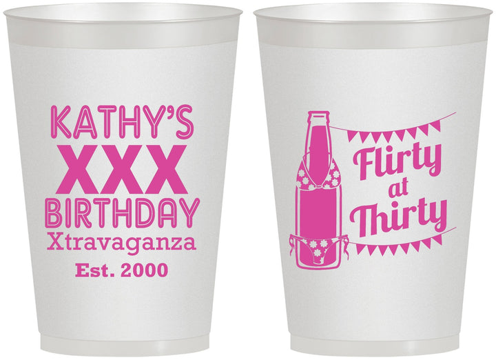 Personalized Birthday 12 oz Frosted Cups - 30th Flirty At Thirty | 20191