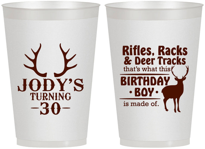 Personalized Birthday 12 oz Frosted Cups - 30th Hunting | 20196