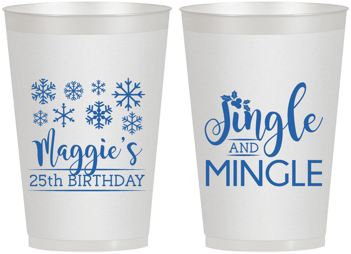 Personalized Birthday 12 oz Frosted Cups - 25th Christmas | 20197