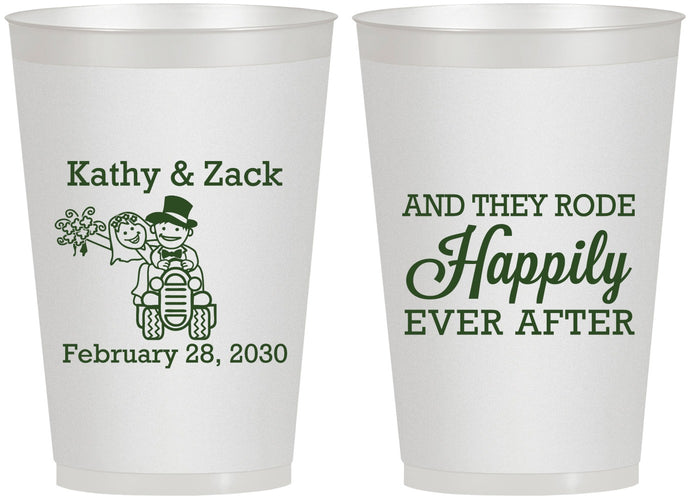 Personalized Wedding 12 oz Frosted Cups - Happily Ever After Tractor | 202
