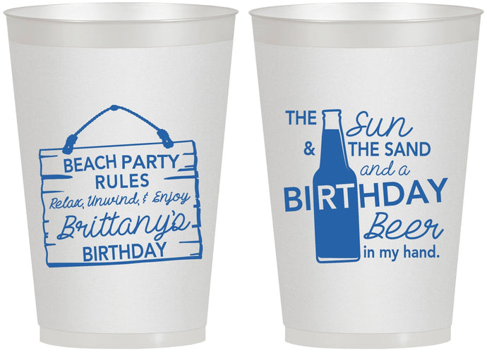 Personalized Birthday 12 oz Frosted Cups - Beach | 20200