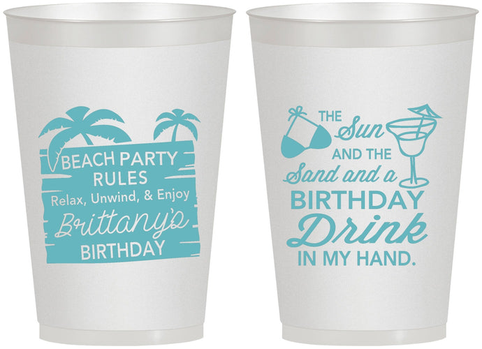 Personalized Birthday 12 oz Frosted Cups - Beach | 20201