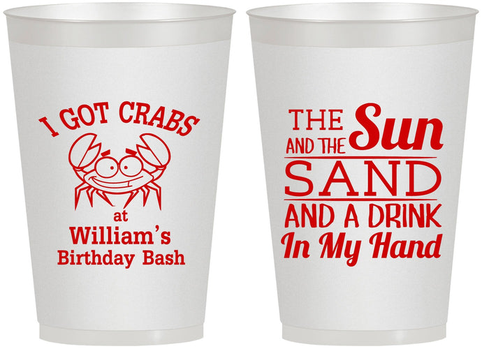 Personalized Birthday 12 oz Frosted Cups - Sun Sand Drink Hand | 20205