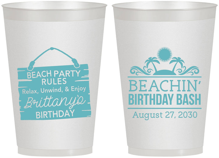 Personalized Birthday 12 oz Frosted Cups - Beach | 20211