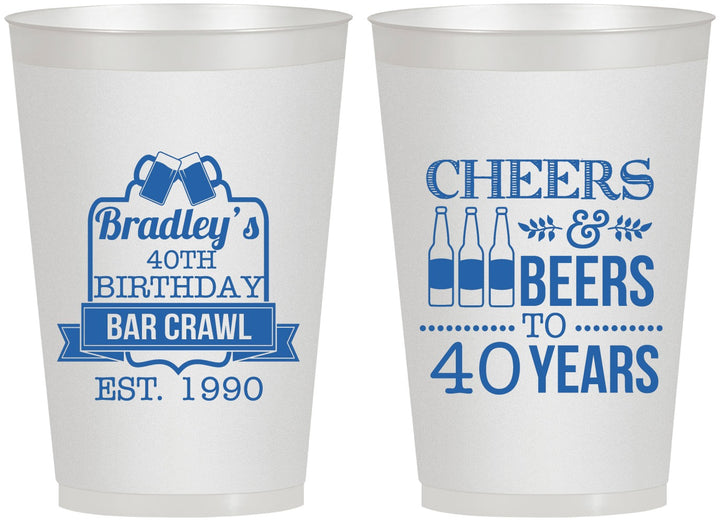 Personalized Birthday 12 oz Frosted Cups - Cheers Beers To 40 Years | 20216