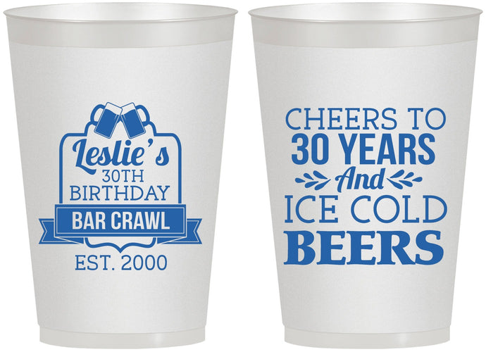 Personalized Birthday 12 oz Frosted Cups - 30th | 20218