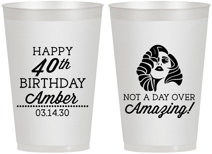 Personalized Birthday 12 oz Frosted Cups - 40th | 20222