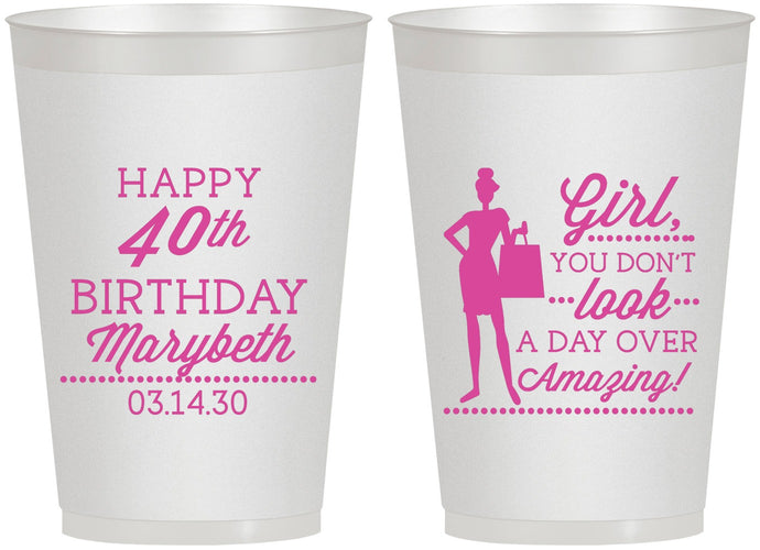 Personalized Birthday 12 oz Frosted Cups - 40th | 20223