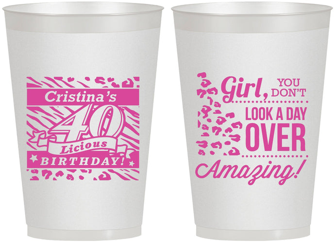Personalized Birthday 12 oz Frosted Cups - 40th | 20224