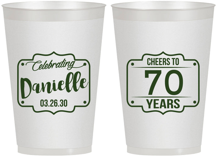 Personalized Birthday 12 oz Frosted Cups - Cheers To 70 Years | 20227
