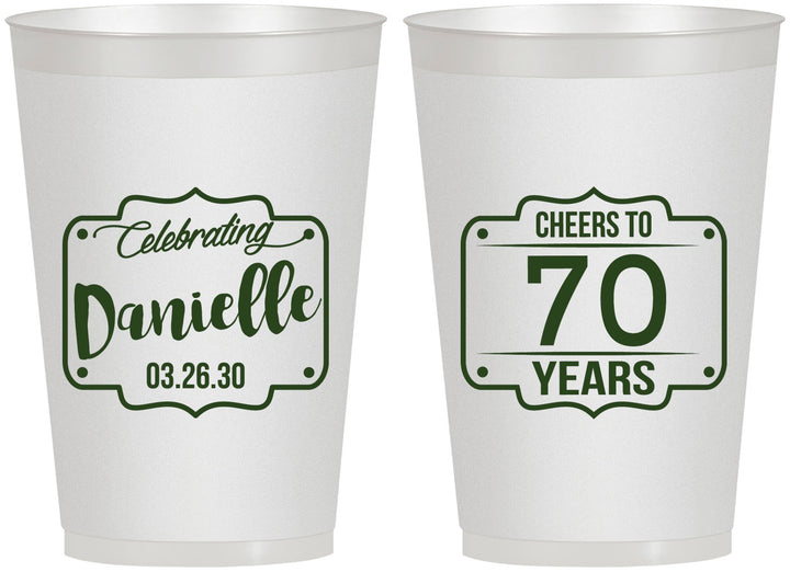 Personalized Birthday 12 oz Frosted Cups - Cheers To 70 Years | 20227