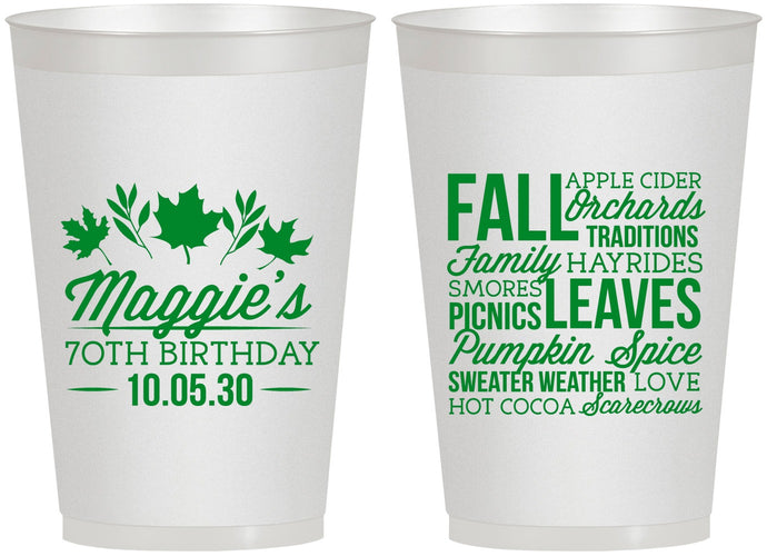 Personalized Birthday 12 oz Frosted Cups - 70th Fall | 20228