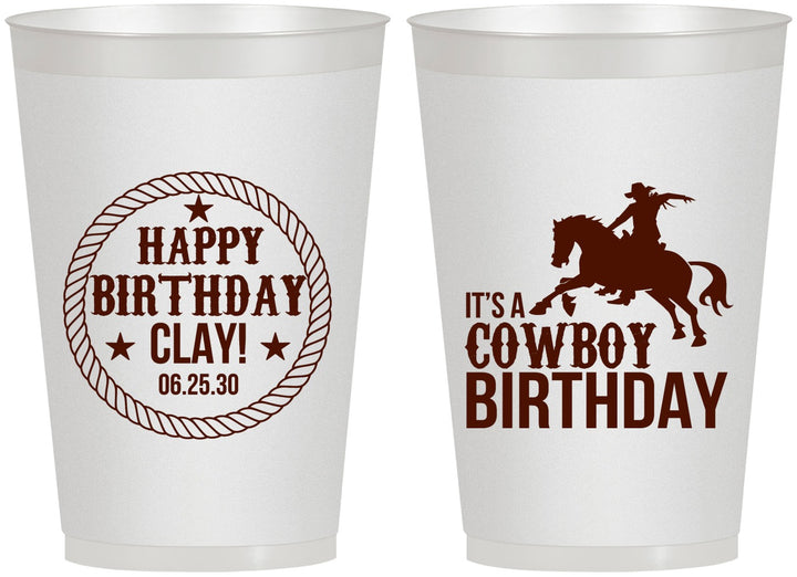 Personalized Birthday 12 oz Frosted Cups - Cowboy | 20229
