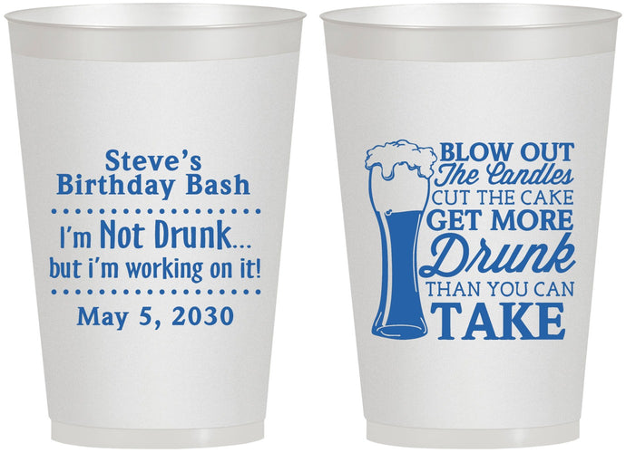 Personalized Birthday 12 oz Frosted Cups - Beer Drunk | 20230