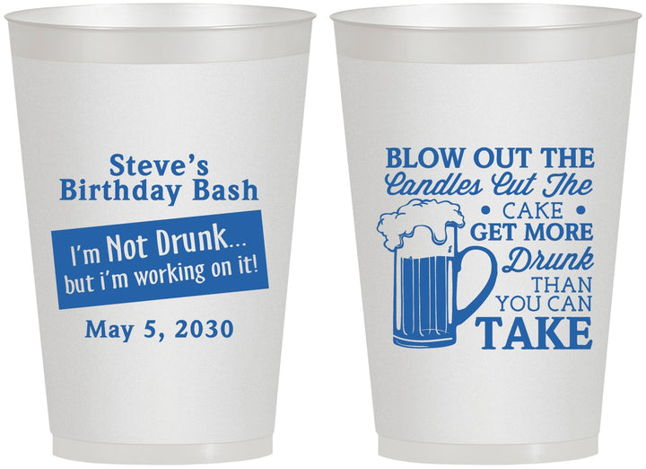 Personalized Birthday 12 oz Frosted Cups - Beer Drunk | 20232