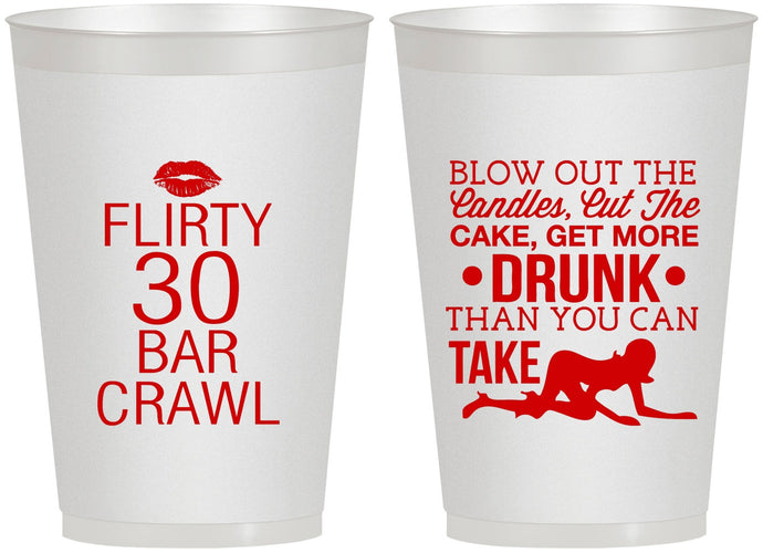 Personalized Birthday 12 oz Frosted Cups - 30th Bar Crawl | 20233