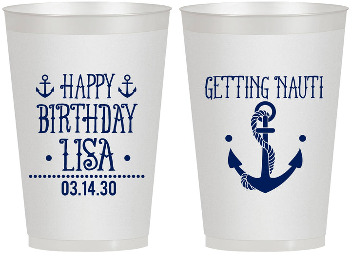 Personalized Birthday 12 oz Frosted Cups - Getting Nauti | 20239