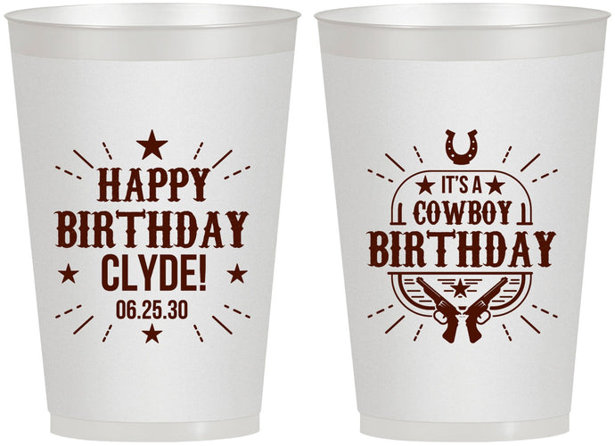 Personalized Birthday 12 oz Frosted Cups - Cowboy | 20244