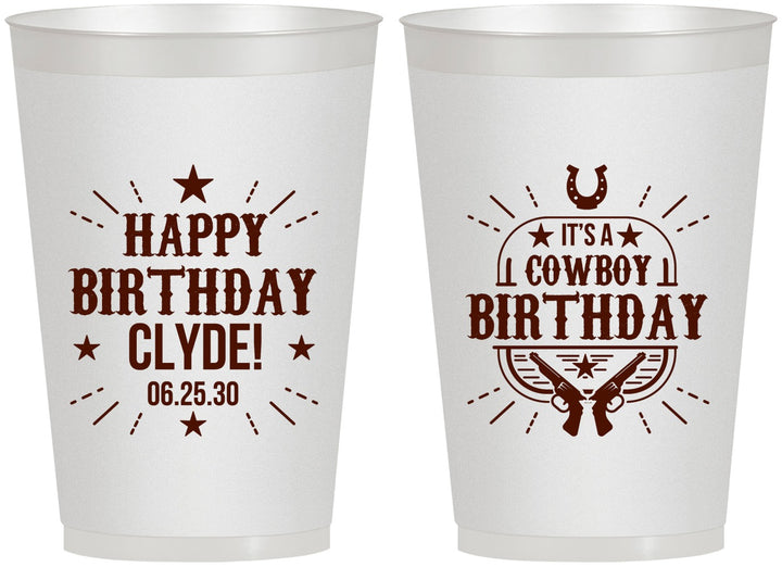 Personalized Birthday 12 oz Frosted Cups - Cowboy | 20244
