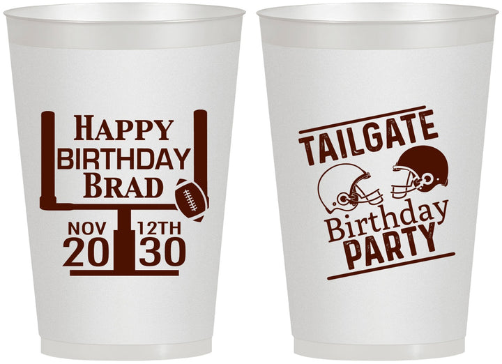 Personalized Birthday 12 oz Frosted Cups - Football | 20256