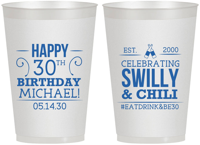 Personalized Birthday 12 oz Frosted Cups - 30th | 20257